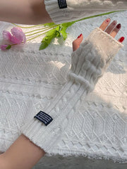 Black/White Knitted Gloves