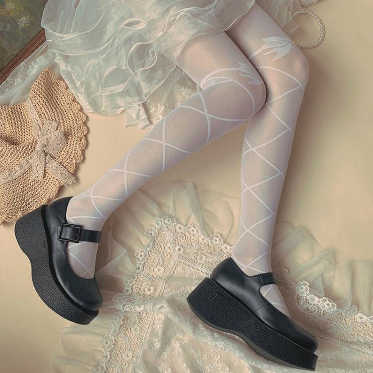 Cross Pattern Angel Tights