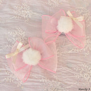 Light Pink Lace Bowknot Details Ruffle Trim Hairband/Hairclips/Necklace/KC