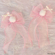 Light Pink Lace Bowknot Details Ruffle Trim Hairband/Hairclips/Necklace/KC