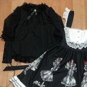 In Stock Marionette Print High Waist Gothic Jumper Skirt/Blouse/Hairband