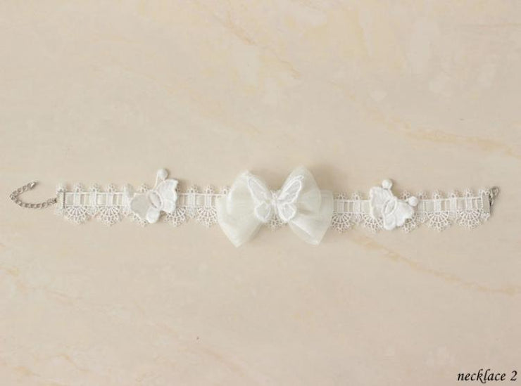 Miss Fulla Milk White Lace Butterfly Necklace/Hairclip/Hairband/KC/Train/Gloves