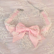 Light Pink Lace Bowknot Details Ruffle Trim Hairband/Hairclips/Necklace/KC