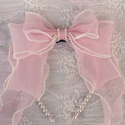 Light Pink Lace Bowknot Details Ruffle Trim Hairband/Hairclips/Necklace/KC