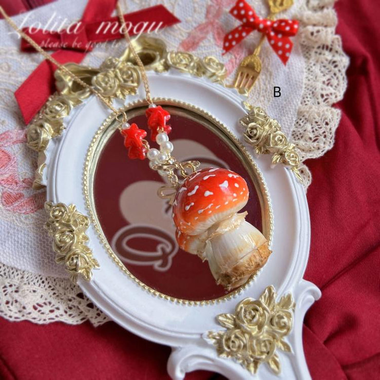 6 Options Handmade Sweet Mushroom Necklace