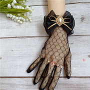 Black / White Gorgeous Bow Lace Gloves