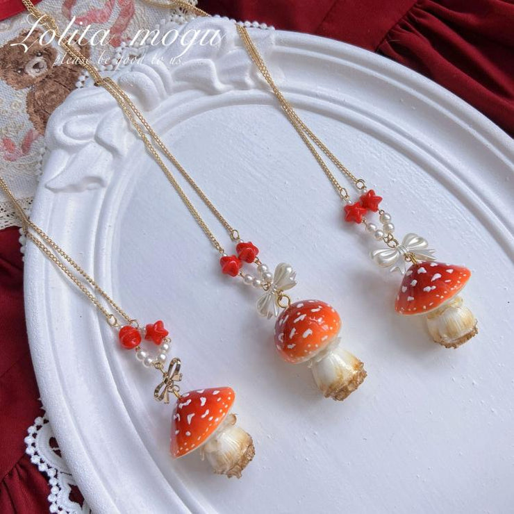 6 Options Handmade Sweet Mushroom Necklace