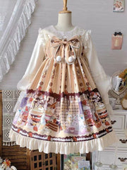 Little Hamster Bowknot Details Empire Waist Ruffle Hem Lolita JSK