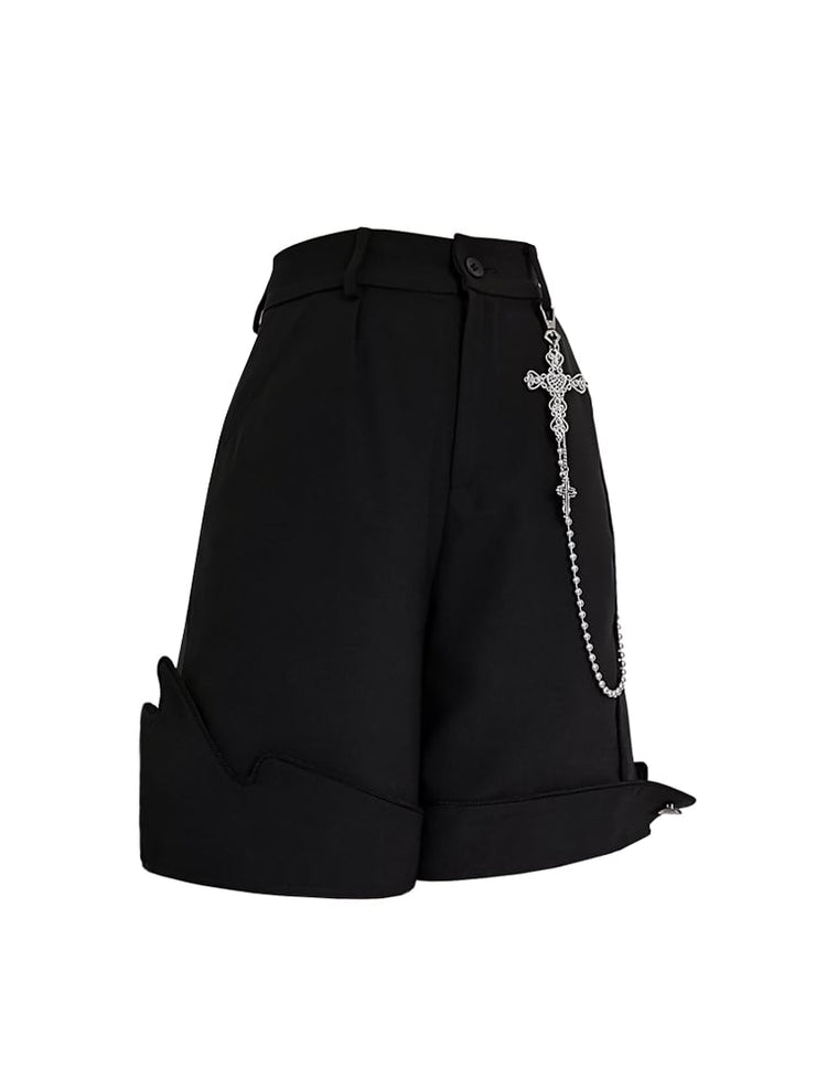 Red Shadow Series Black Straight-leg Cut Ouji Shorts