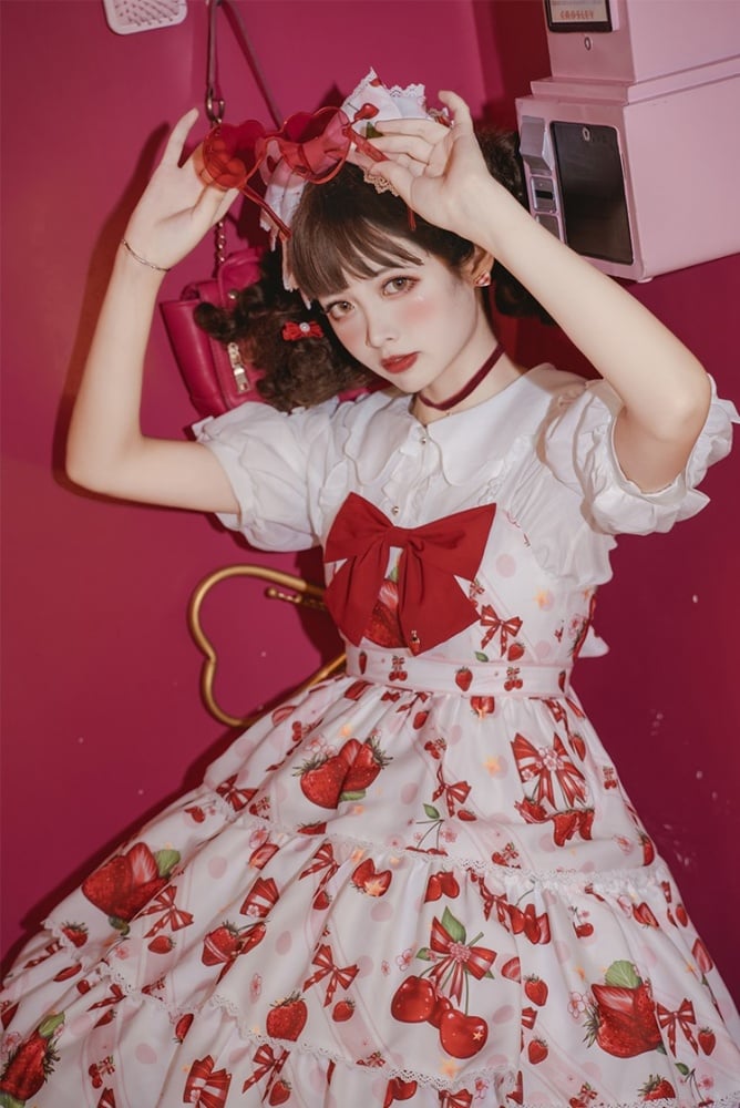 Cherry Berry Big Bow High Waist Lolita JSK