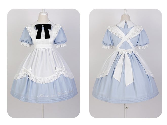 Alice in Wonderland Sax Blue Maid Dress with White Apron