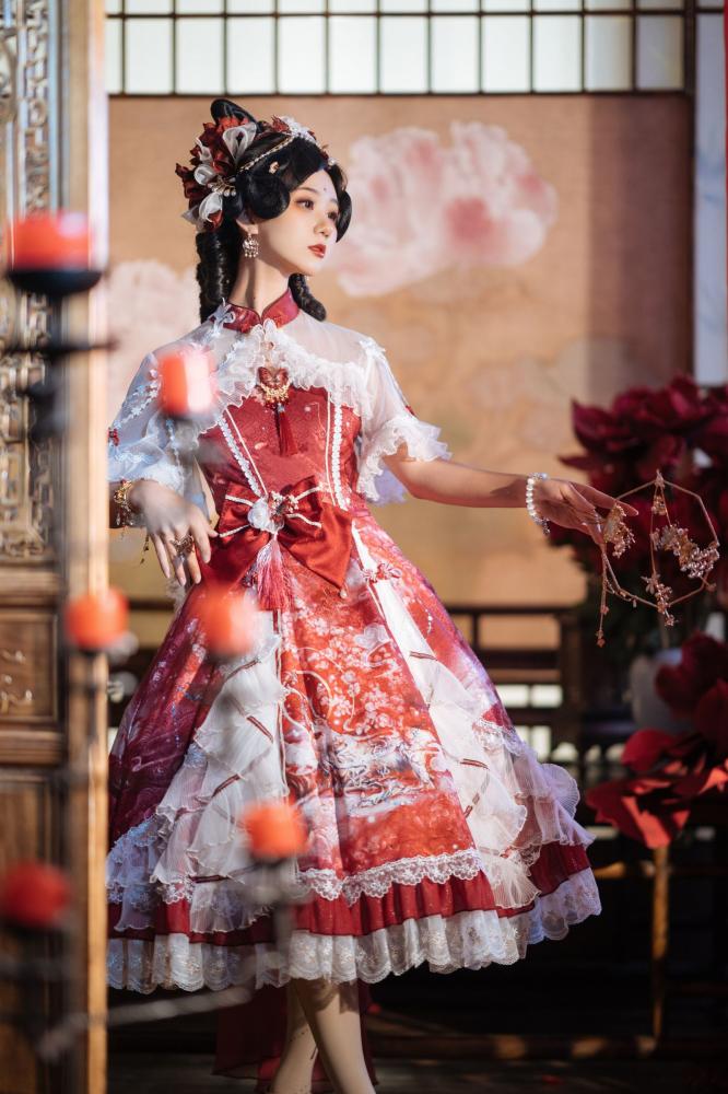 In Stock The Nine-Colored Deer Red Qi Lolita Dress Full Set