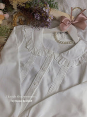 Little Rose Peter Pan Collar Puff Sleeves Blouse