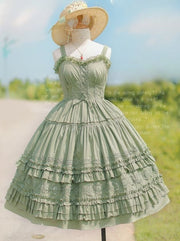 Dream Bouquet Sweetheart Neckline Tiered Skirt and Ruffle Trim Lolita JSK