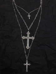 Gothic Silver Cross Necklace