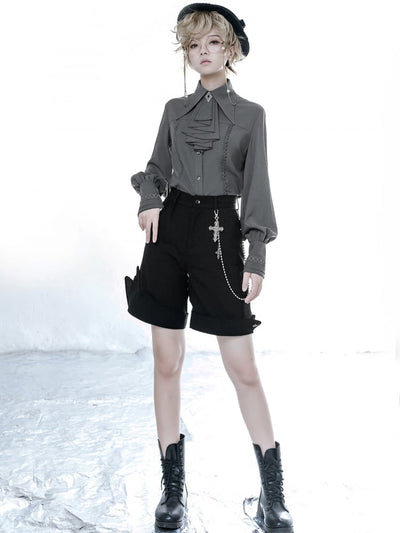 Red Shadow Series Black Straight-leg Cut Ouji Shorts