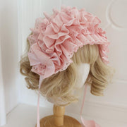 Cotton Pink Ruffle Design Bowknot Hairband/Hairclip/Bonnet/Wristcuffs/Necklace