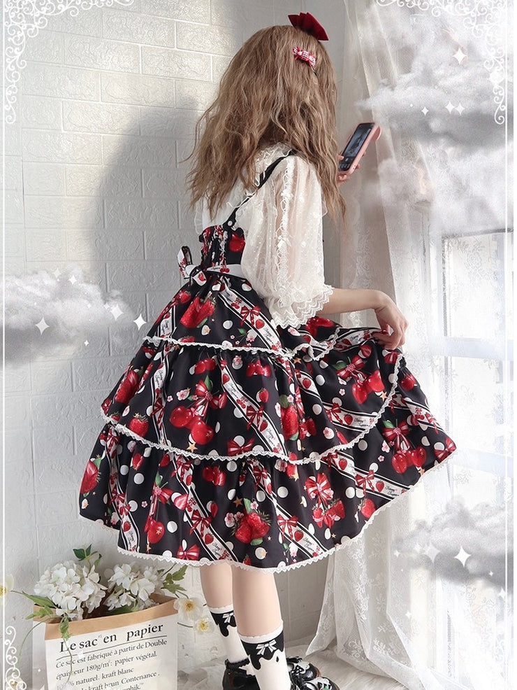 Cherry Berry Big Bow High Waist Lolita JSK