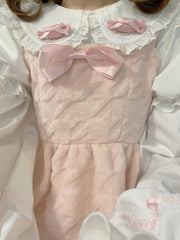 Clearance-Size S for Waist 65CM White and Pink High Waist Winter Lolita JSK