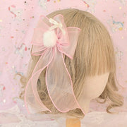 Light Pink Lace Bowknot Details Ruffle Trim Hairband/Hairclips/Necklace/KC