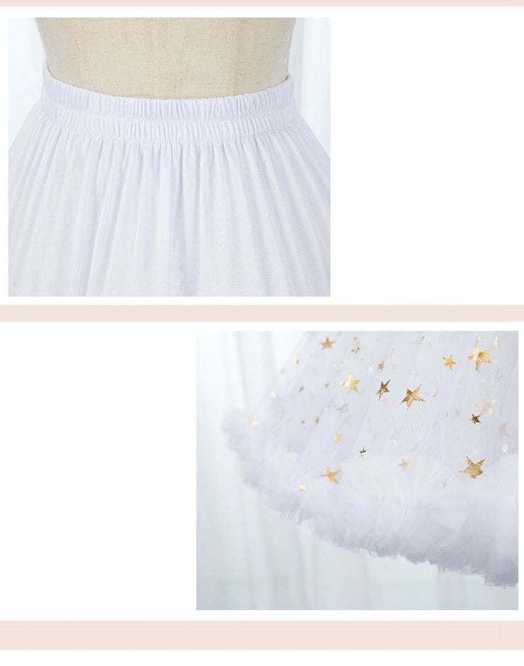 Shining Stars Marshmallow Clouds Hemline White Tulle Super Puffy Petticoat