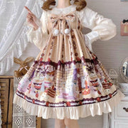 Little Hamster Bowknot Details Empire Waist Ruffle Hem Lolita JSK