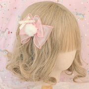 Light Pink Lace Bowknot Details Ruffle Trim Hairband/Hairclips/Necklace/KC