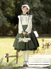 Sunflowers Appointment Color Green Lolita Overall Skirt