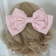 Cotton Pink Ruffle Design Bowknot Hairband/Hairclip/Bonnet/Wristcuffs/Necklace