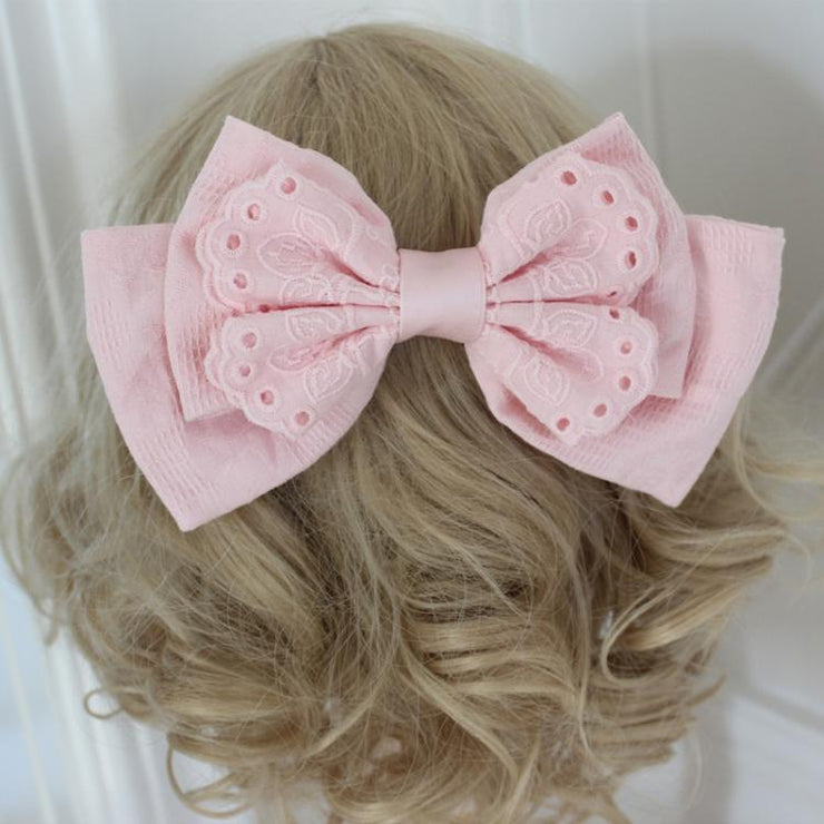 Cotton Pink Ruffle Design Bowknot Hairband/Hairclip/Bonnet/Wristcuffs/Necklace