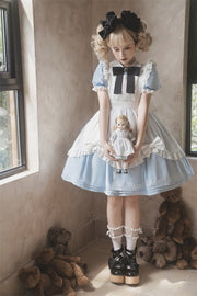 Alice in Wonderland Sax Blue Maid Dress with White Apron