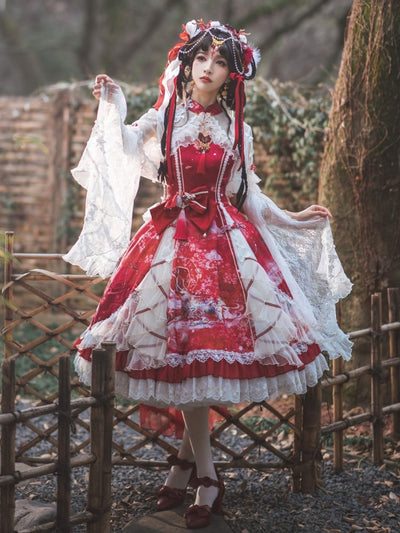In Stock The Nine-Colored Deer Red Qi Lolita Dress Full Set