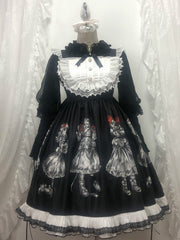 In Stock Marionette Print High Waist Gothic Jumper Skirt/Blouse/Hairband