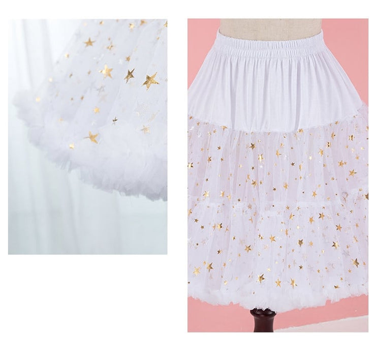 Shining Stars Marshmallow Clouds Hemline White Tulle Super Puffy Petticoat