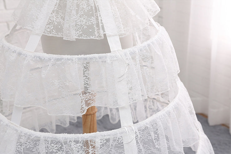 White Lace Adjustable Fish-bone Petticoat