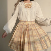 Little Rose Peter Pan Collar Puff Sleeves Blouse