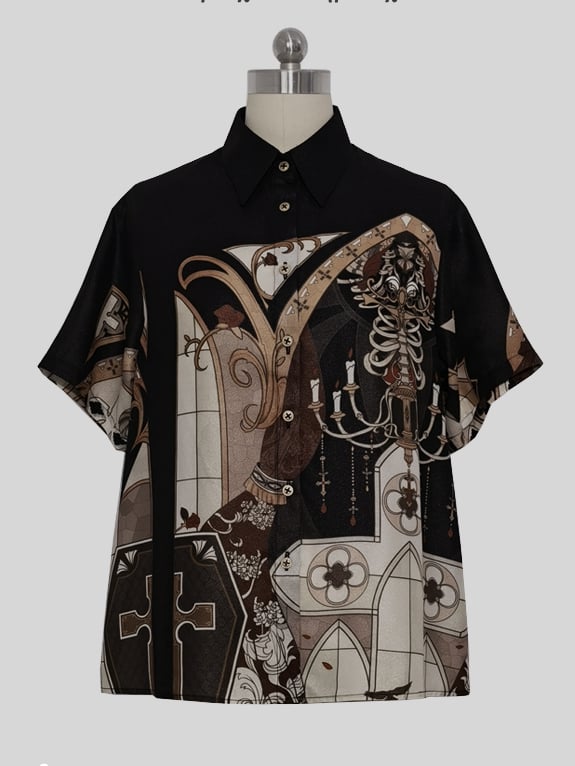 Night Command Chandelier Print Blouse