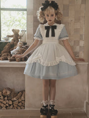 Alice in Wonderland Sax Blue Maid Dress with White Apron