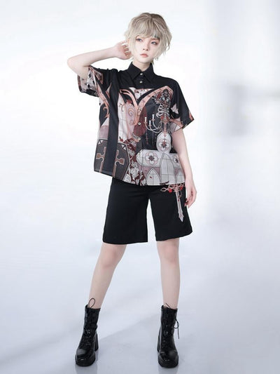 Night Command Chandelier Print Blouse