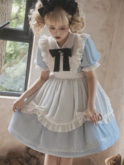 Alice in Wonderland Sax Blue Maid Dress with White Apron