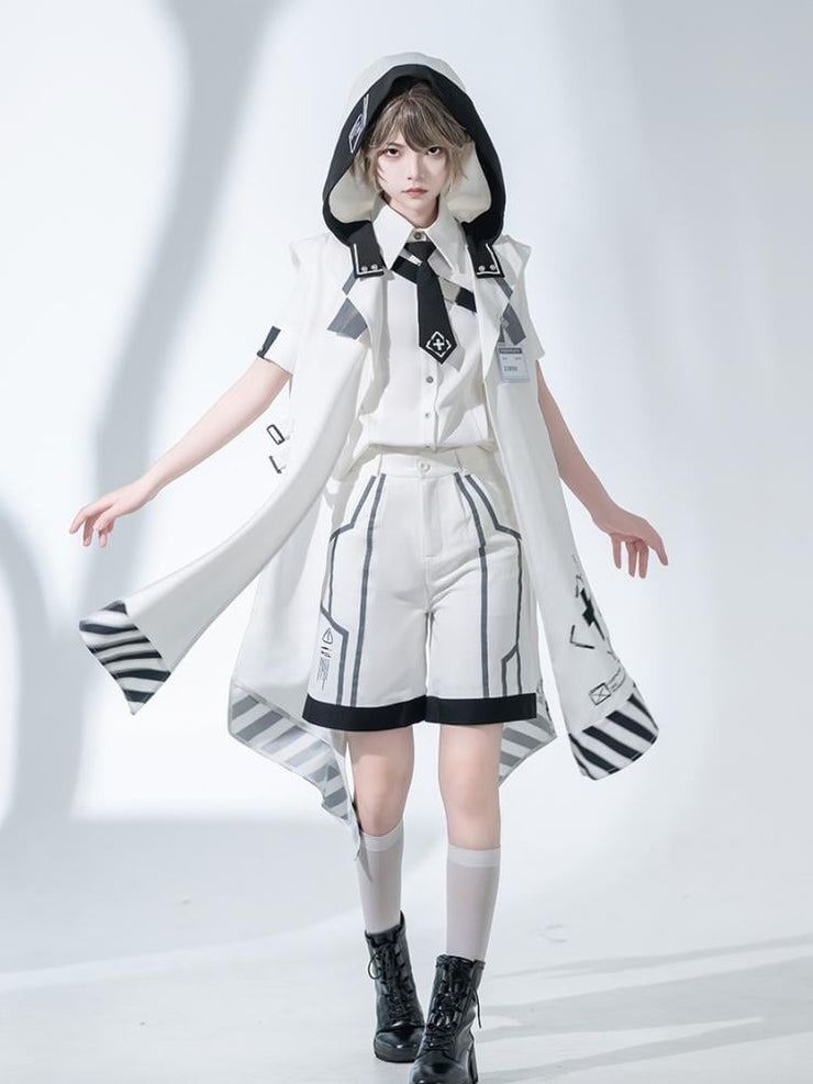 Urban Techwear White Summer Ouji Shorts