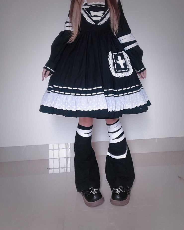 Clearance - Bust for 94cm Bandage Doll Bunny Ears Sailor Collar Gothic One Piece Halloween Dress