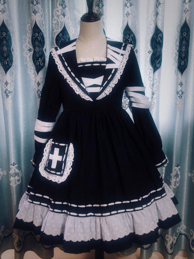 Bandage Doll Bunny Ears Sailor Collar Gothic One Piece Halloween Dress