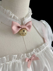 Magic Star Cardcaptor Sakura Bow Bell Banded Collar Puff Sleeves Top