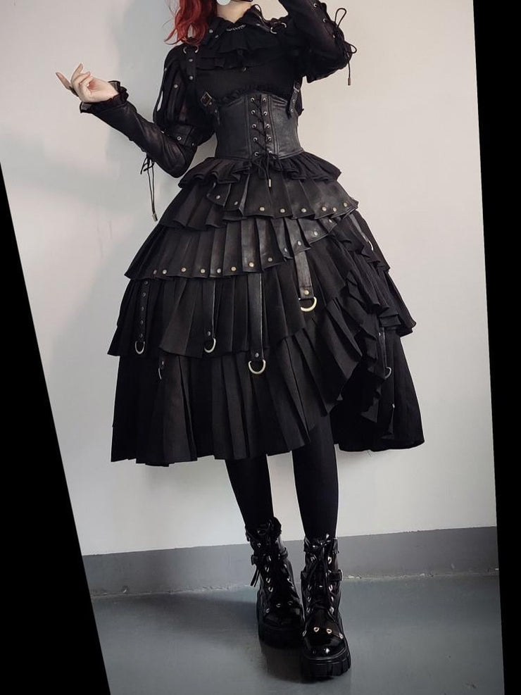 Plus Size Friendly-Black Gothic Shirt Juliette Sleeves Steampunk Top