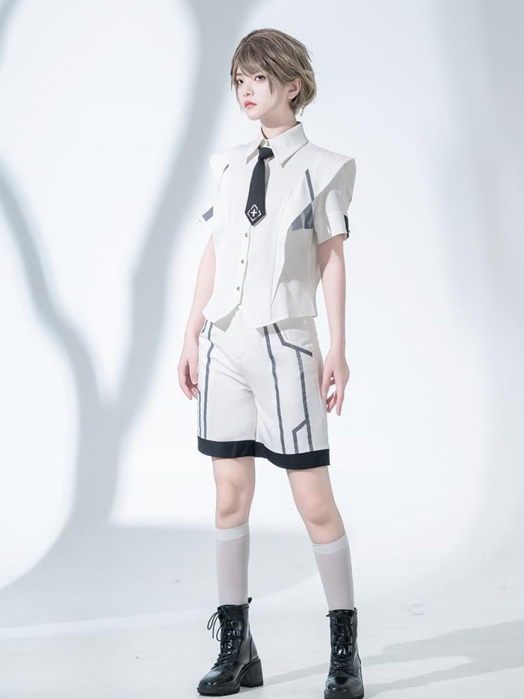 Urban Techwear White Summer Ouji Shorts