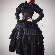 Plus Size Friendly-Black Gothic Shirt Juliette Sleeves Steampunk Top