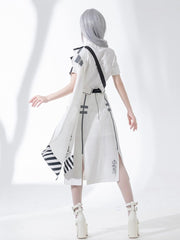 Foldover Waist Cyberpunk Skirt with Strappy Waist Bag