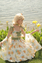 Sunflowers Print Bubble Skirt Summer Dress