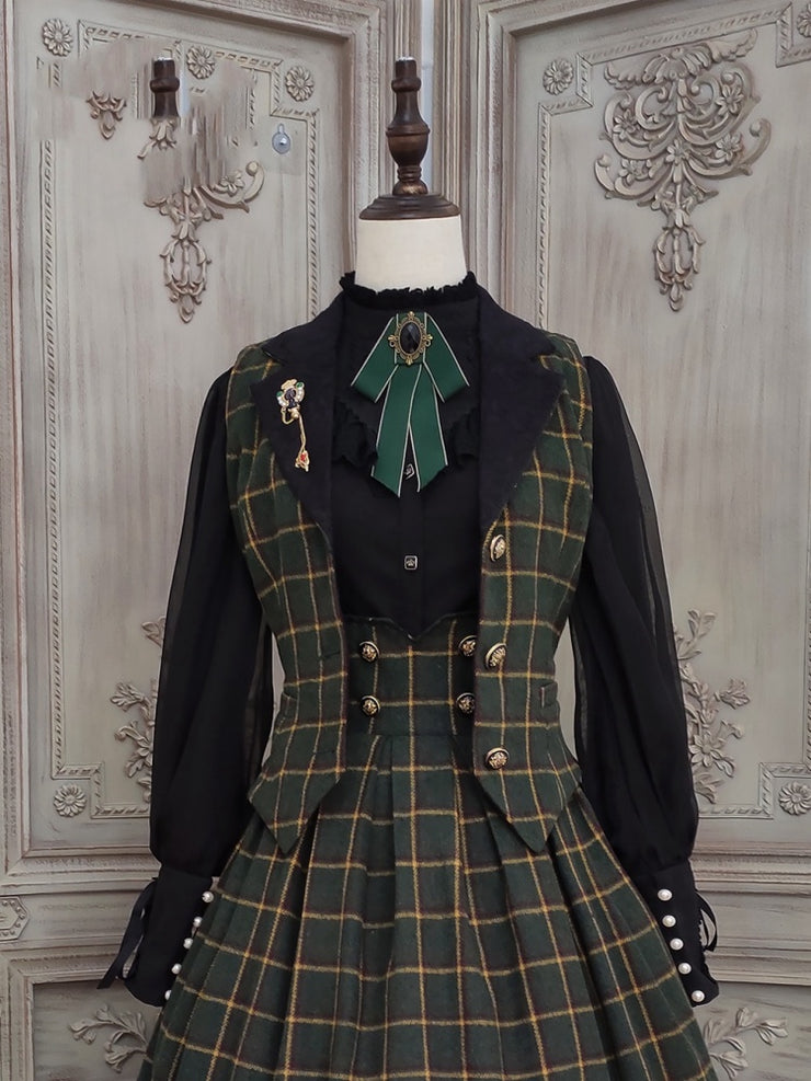 Rose Humanoid Plaid Pattern Lolita Waistcoat